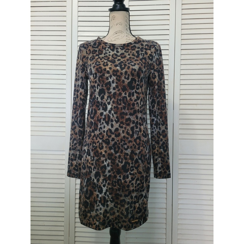 MICHAEL Michael Kors Leopard Print Shea th Dress Women's Size Small Jersey Knit